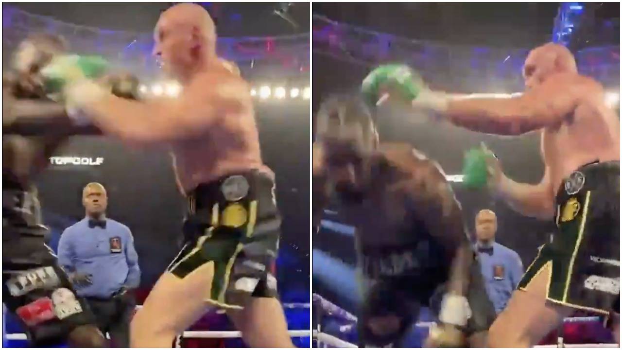 Tyson Fury dropping Deontay Wilder in brutal fashion