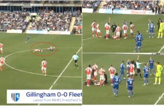 Rare ‘double red card’ shown to two players for same tackle during Gillingham vs Fleetwood