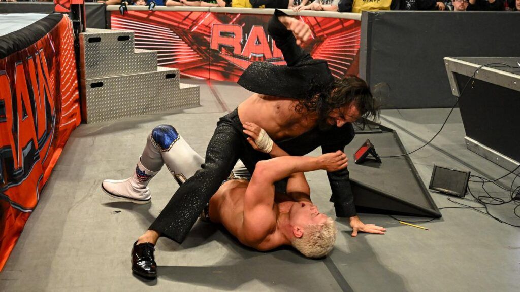 Seth Rollins takes out Cody Rhodes 