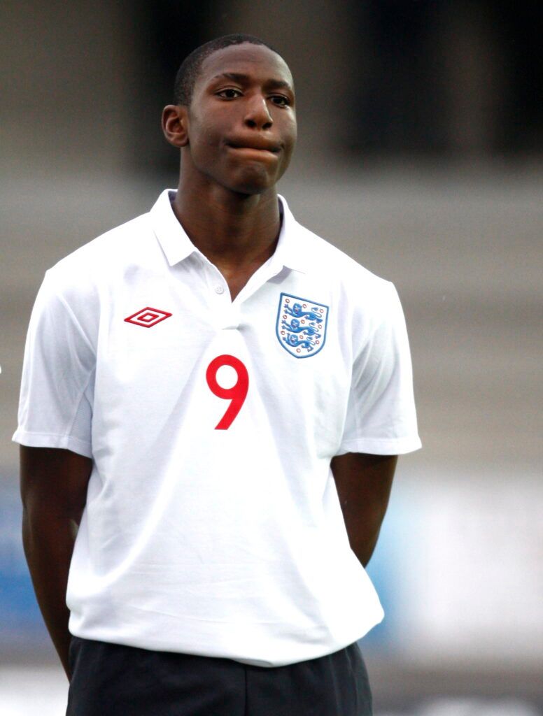Benik Afobe in action for England U17s in 2010