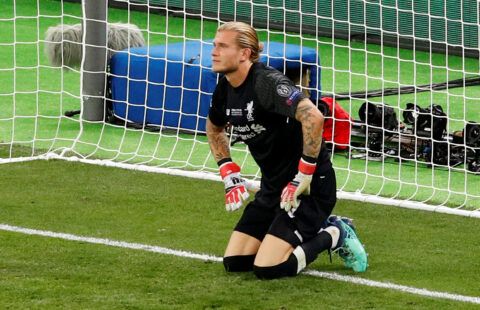 Liverpool's Karius looks gutted.