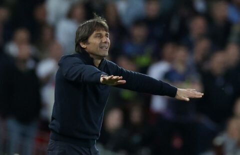 Antonio Conte gives instructions to his Tottenham players during a Premier League game