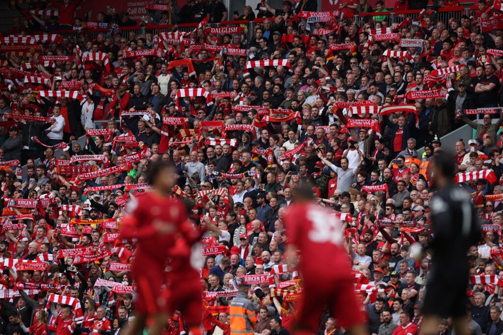 Liverpool fans in the Wolves win.