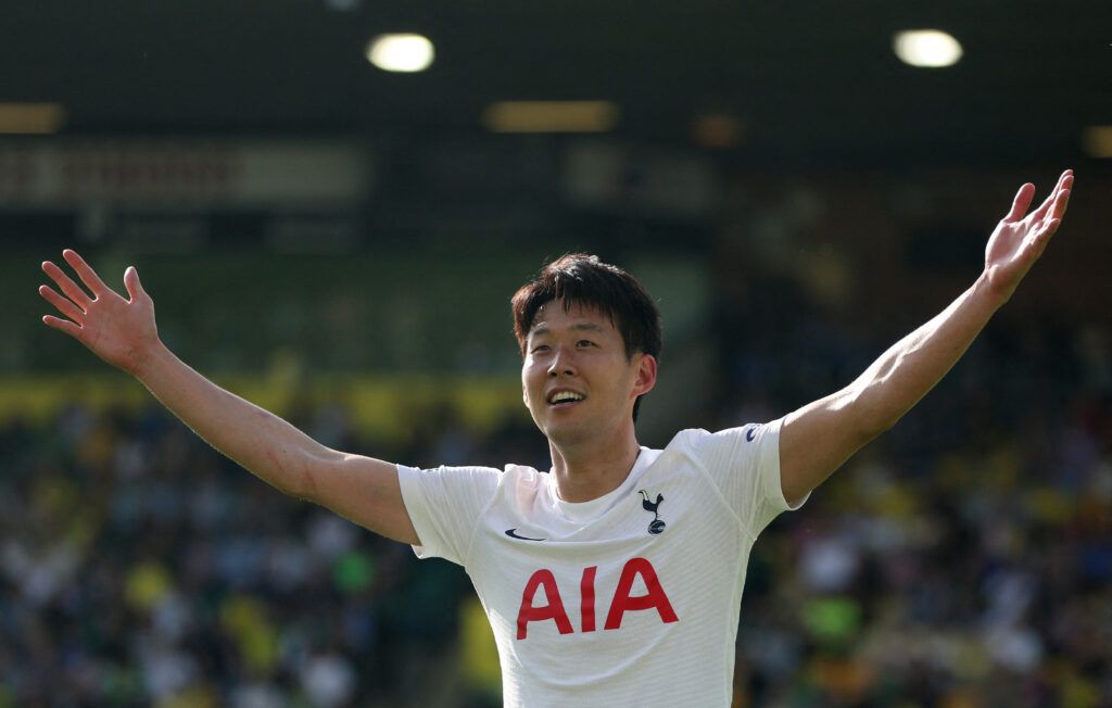 Spurs' Heung-min Son celebrates