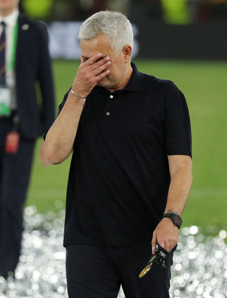 Roma's Mourinho getting emotional.