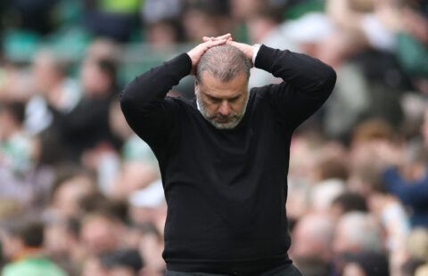 Celtic manager Ange Postecoglou in Scottish Premiership game against Hearts