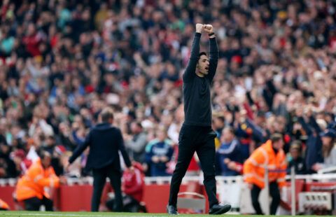 Arsenal's Mikel Arteta celebrates vs Man Utd