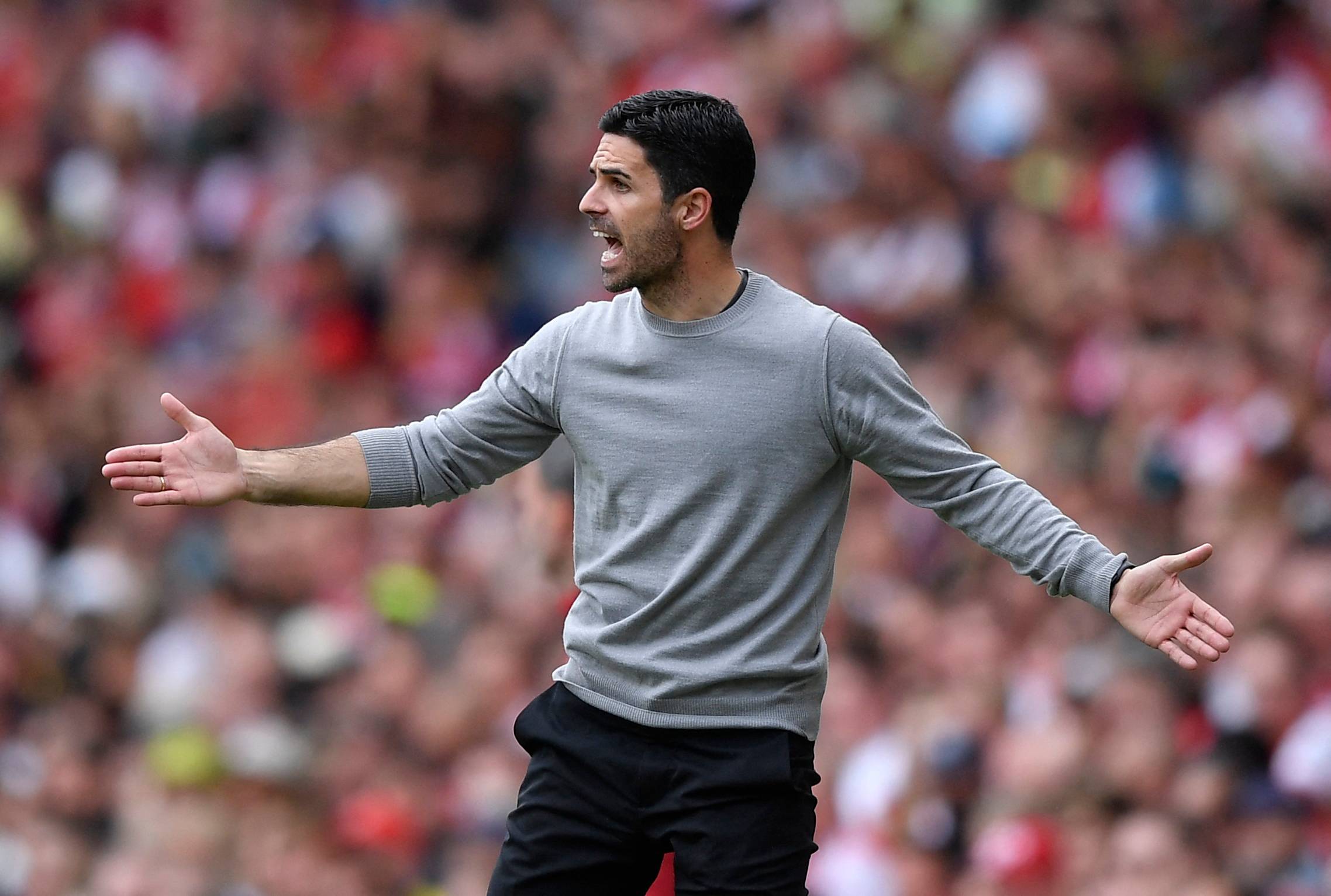 Arsenal manager Mikel Arteta in the Premier League and Everton