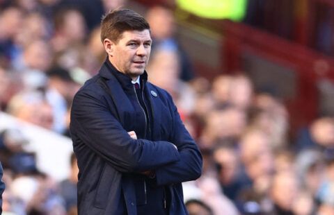 Aston Villa manager Steven Gerrard watches on from the touchline