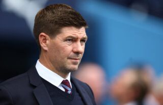 Aston Villa boss Steven Gerrard watches on