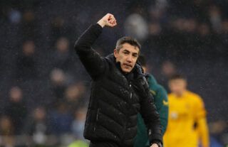 Bruno Lage salutes the Wolverhampton Wanderers supporters