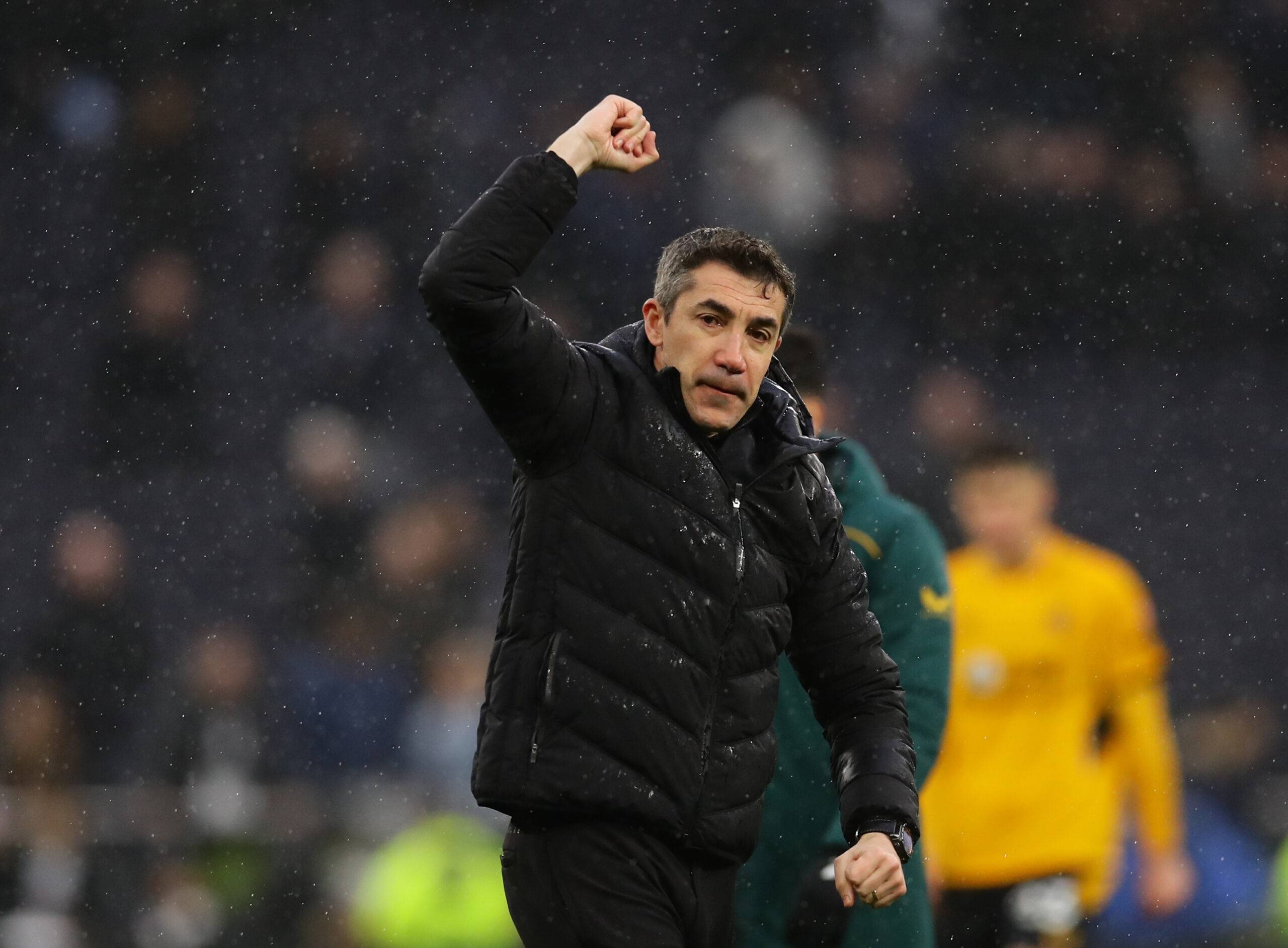 Bruno Lage salutes the Wolverhampton Wanderers supporters