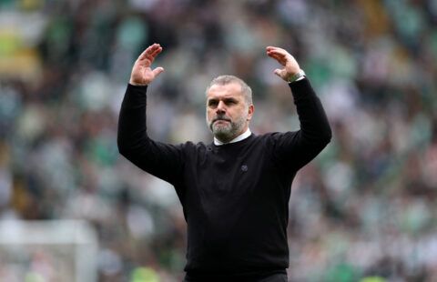 Ange Postecoglou celebrates a Scottish Premiership victory with Celtic