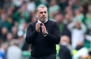 Ange Postecoglou leading Celtic out in an Old Firm derby