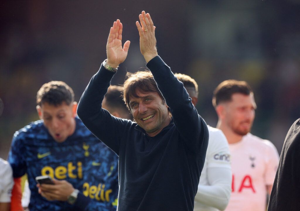 Tottenham manager Antonio Conte in the Premier League against Norwich