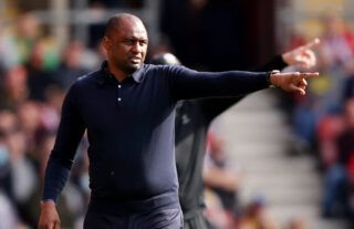 Crystal Palace boss Patrick Vieira giving instructions to his team