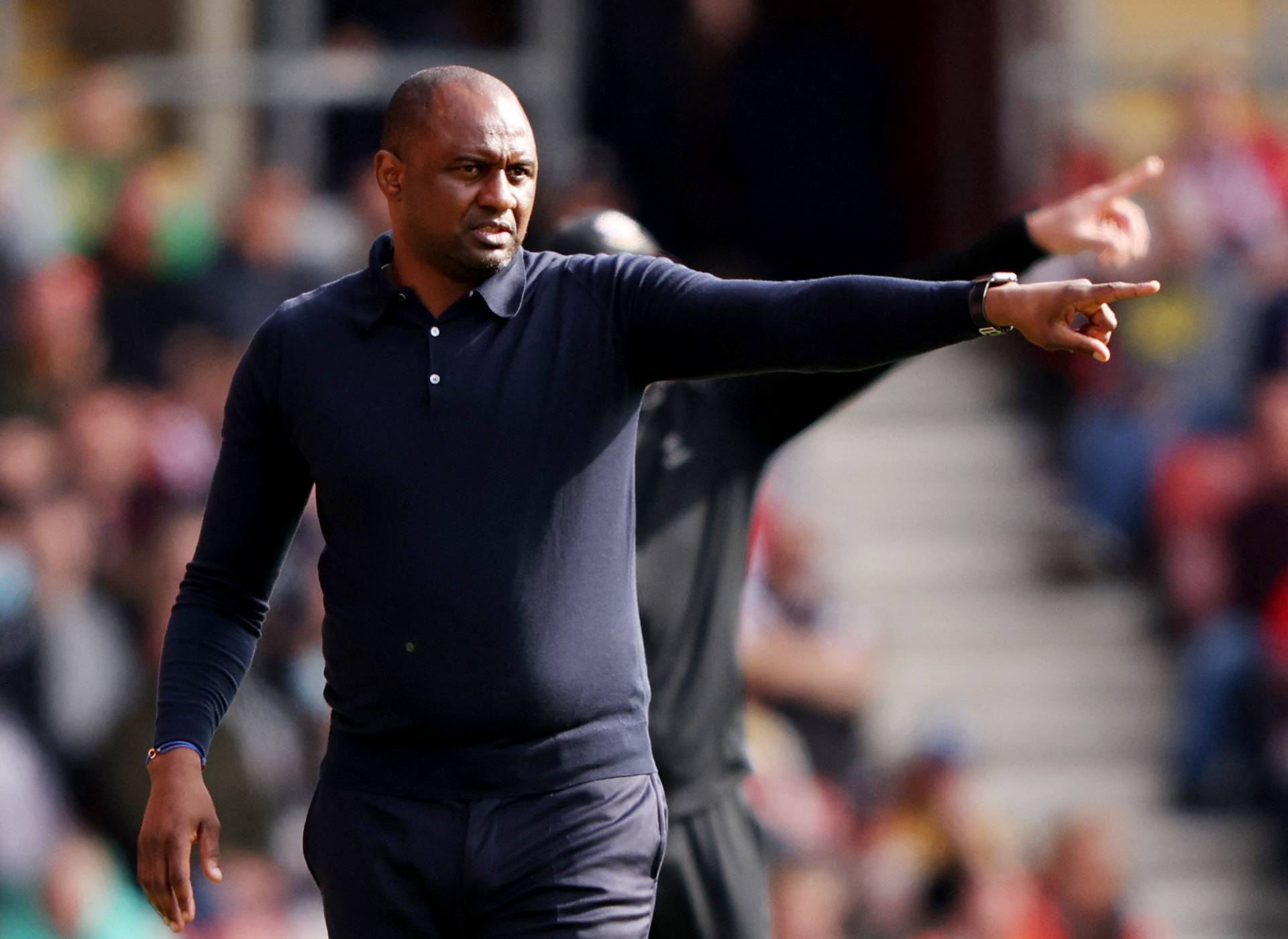 Patrick Vieira giving instructions to his Crystal Palace players during a Premier League game
