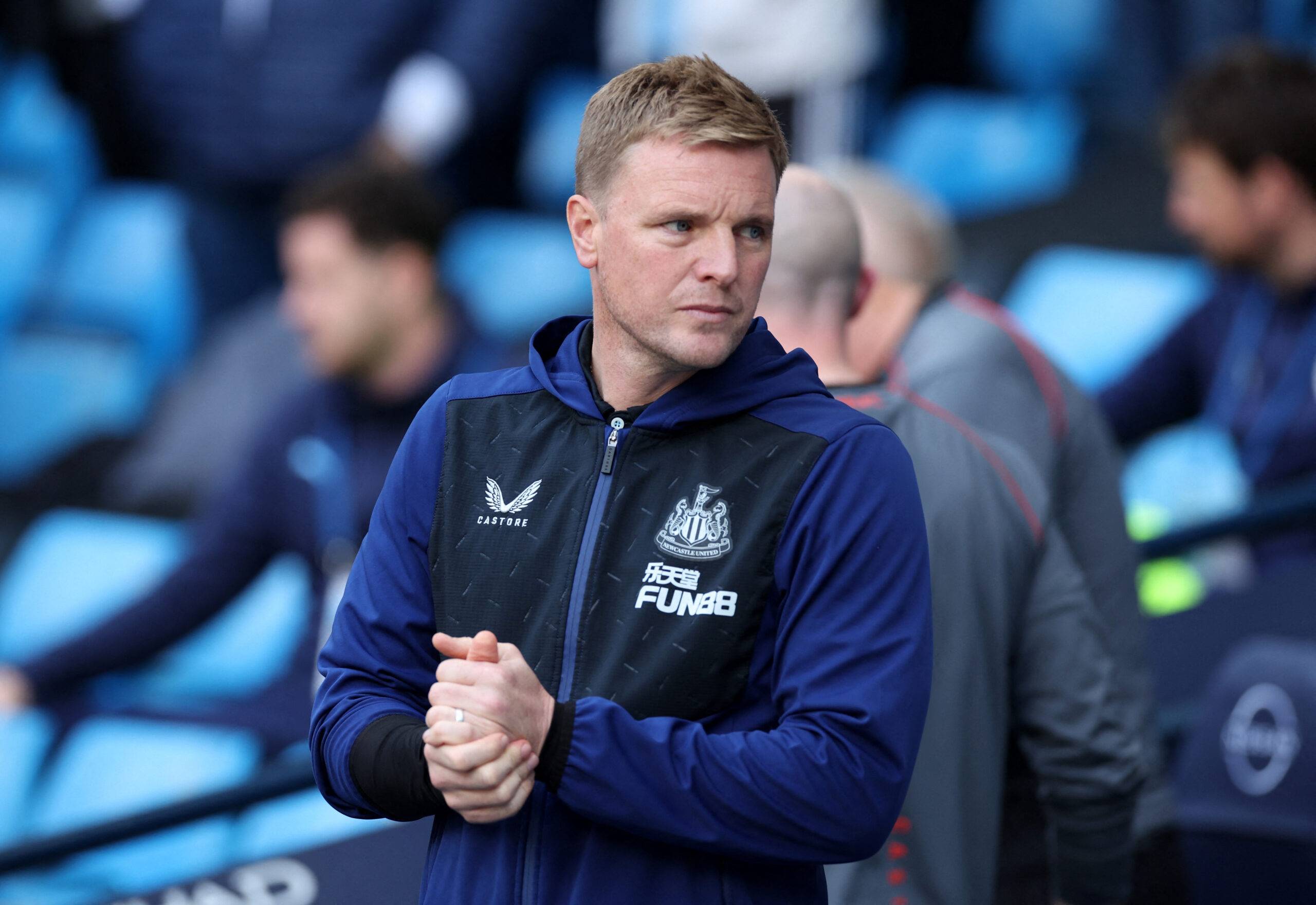 Newcastle manager Eddie Howe in the Premier League against Manchester City