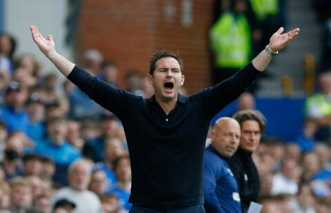 Everton manager Frank Lampard appealing for a decision