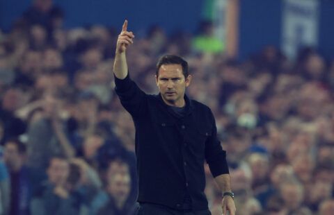 Everton manager Frank Lampard looking very focused