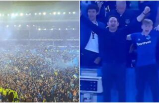 Everton and Frank Lampard celebrate Premier League survuval
