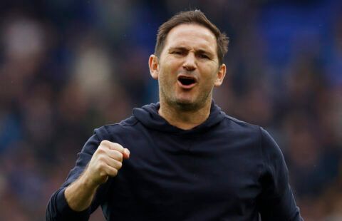 Everton manager Frank Lampard looks on