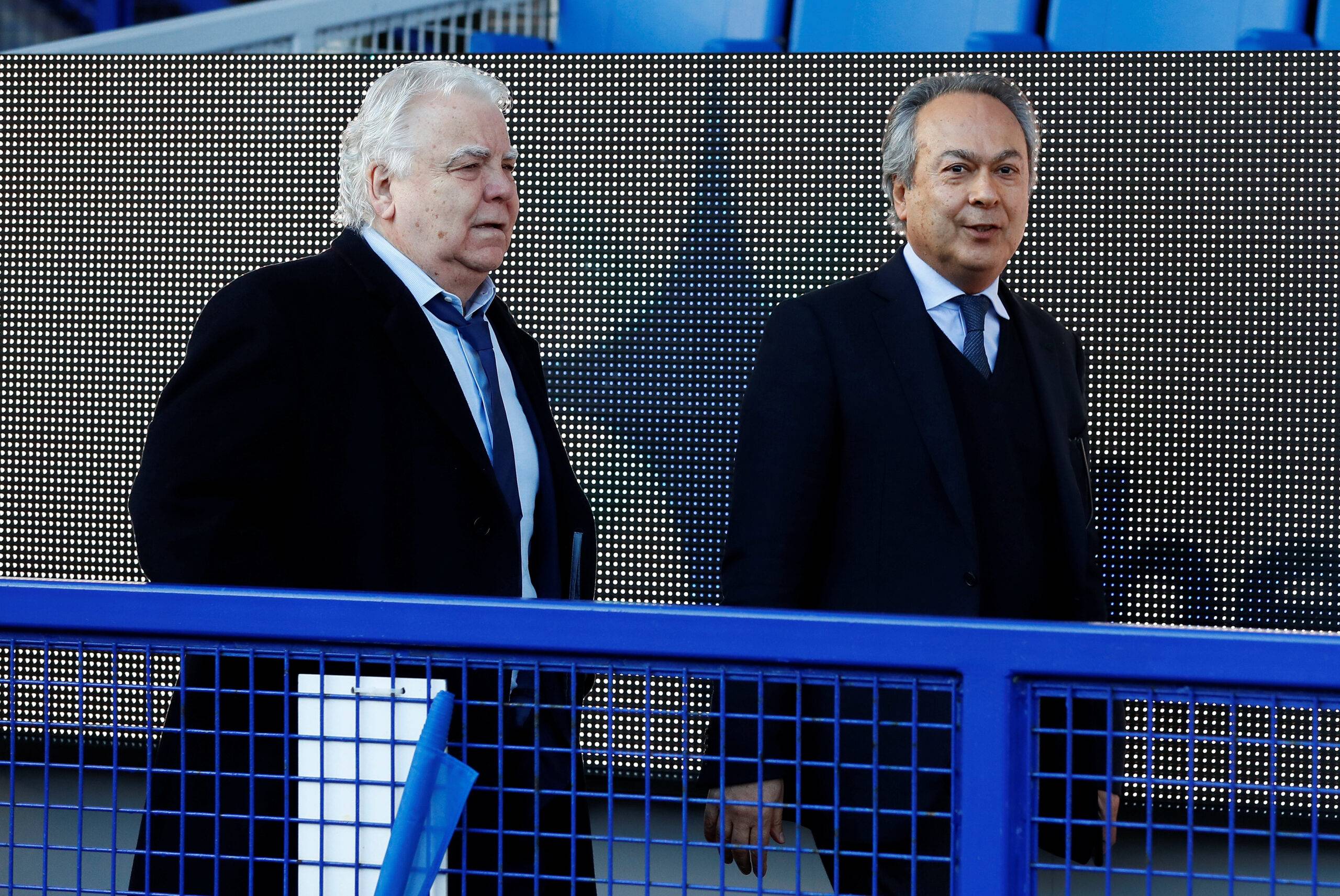 Everton owner Farhad Moshiri walking alongside Bill Kenwright