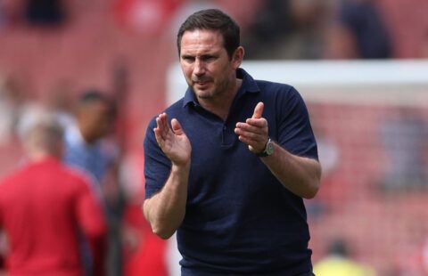 Everton manager Frank Lampard in the Premier League against Arsenal