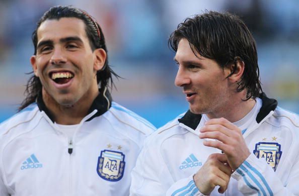 Argentina v Germany: 2010 FIFA World Cup - Quarter Finals - Tevez and Messi