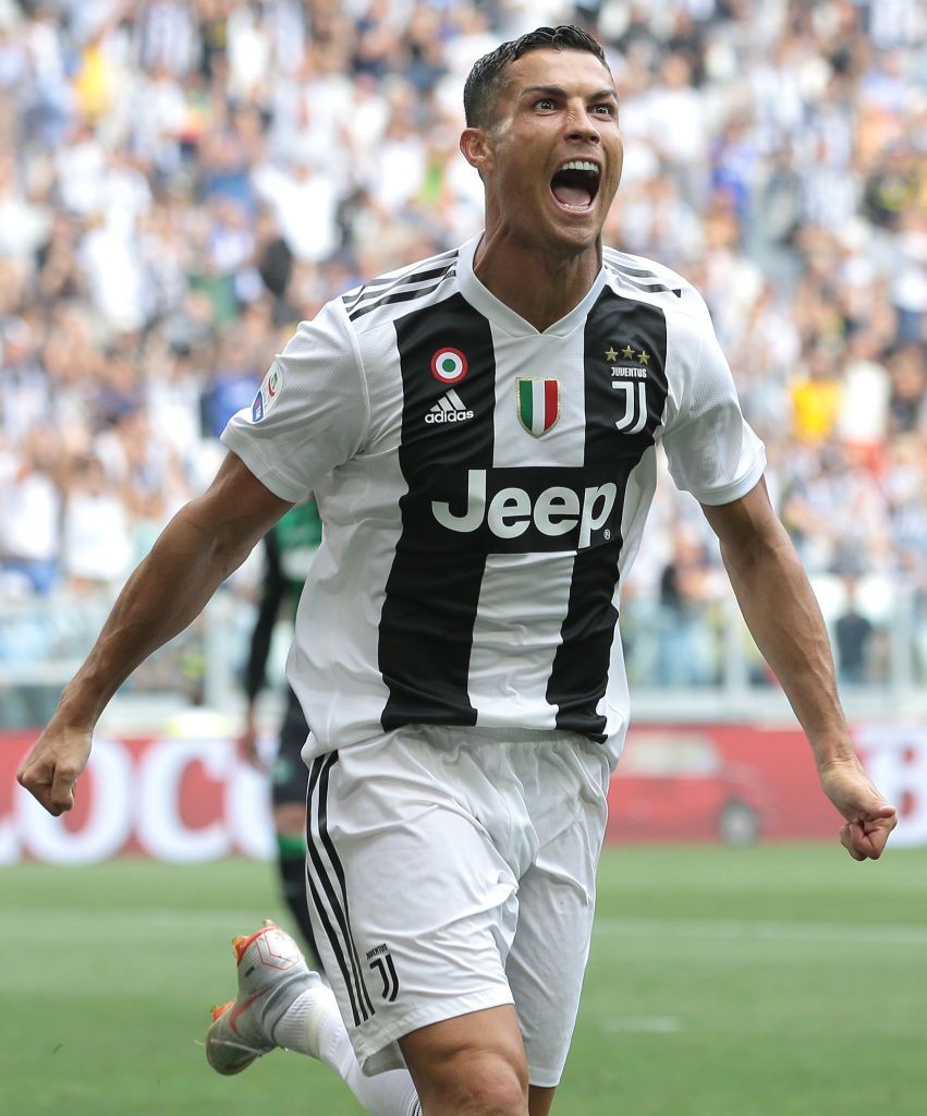 Juventus icon Cristiano Ronaldo celebrates after scoring a goal