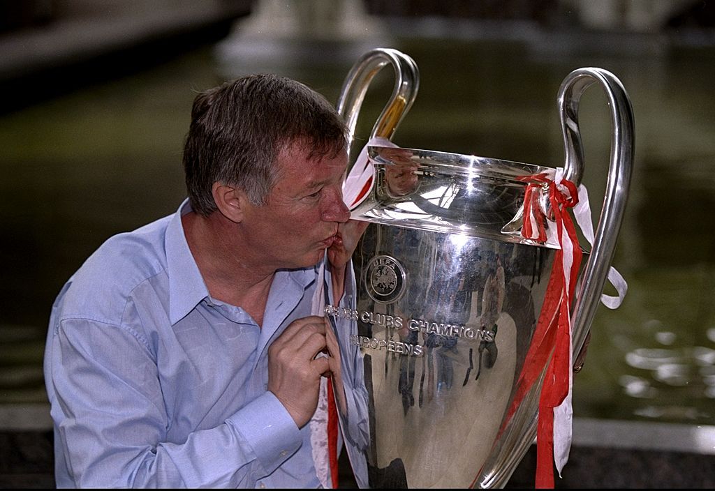 Man Utd legend Sir Alex Ferguson with the Champions League trophy