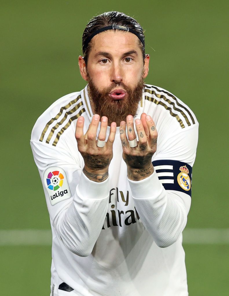 Real Madrid legend Sergio Ramos celebrates a goal