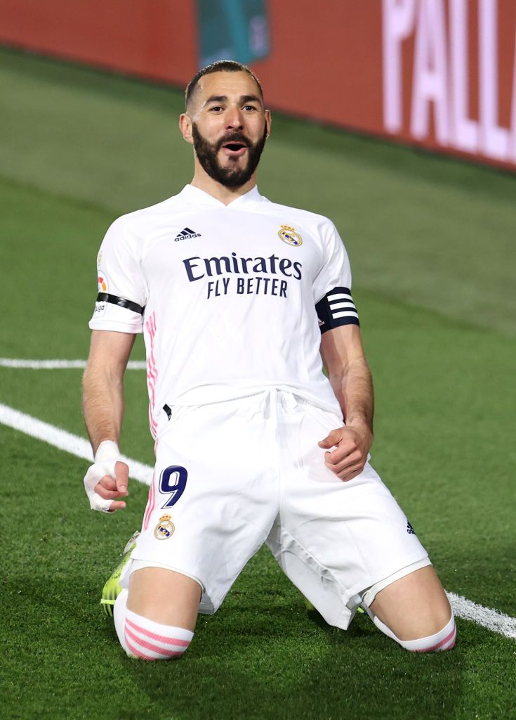 Karim Benzema celebrates a goal for Real Madrid