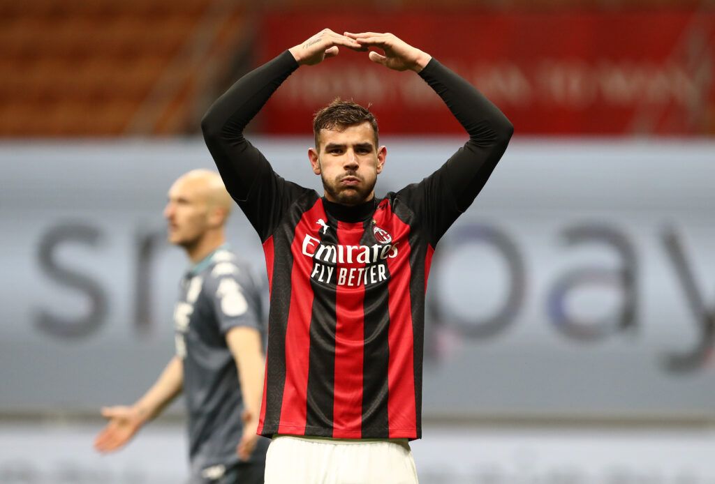 Theo Hernandez of A.C. Milan celebrates