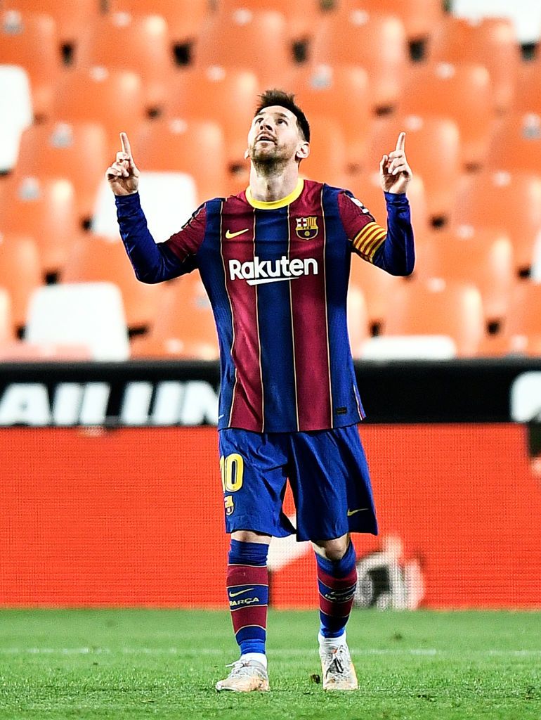 Lionel Messi in action with Barcelona