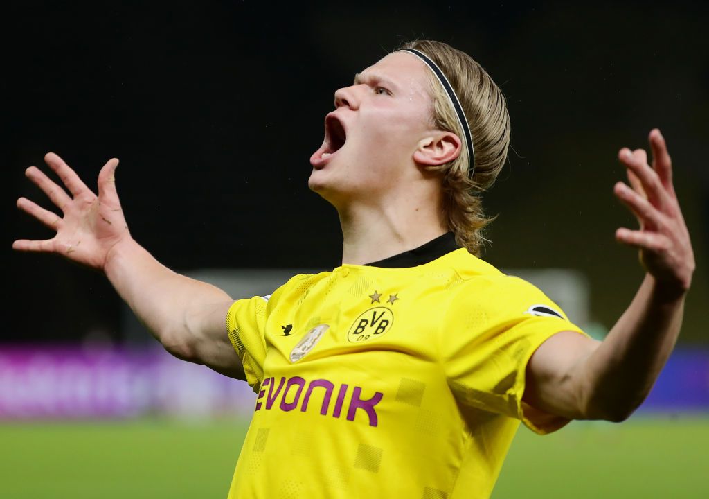 Erling Haaland celebrates goal for Borussia Dortmund