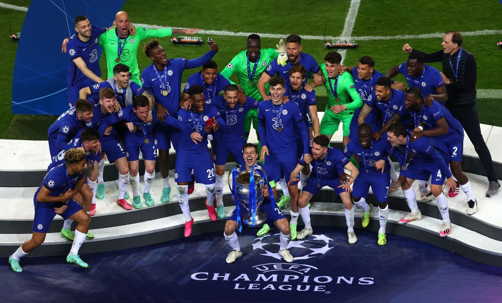 Chelsea celebrate winning the Champions League
