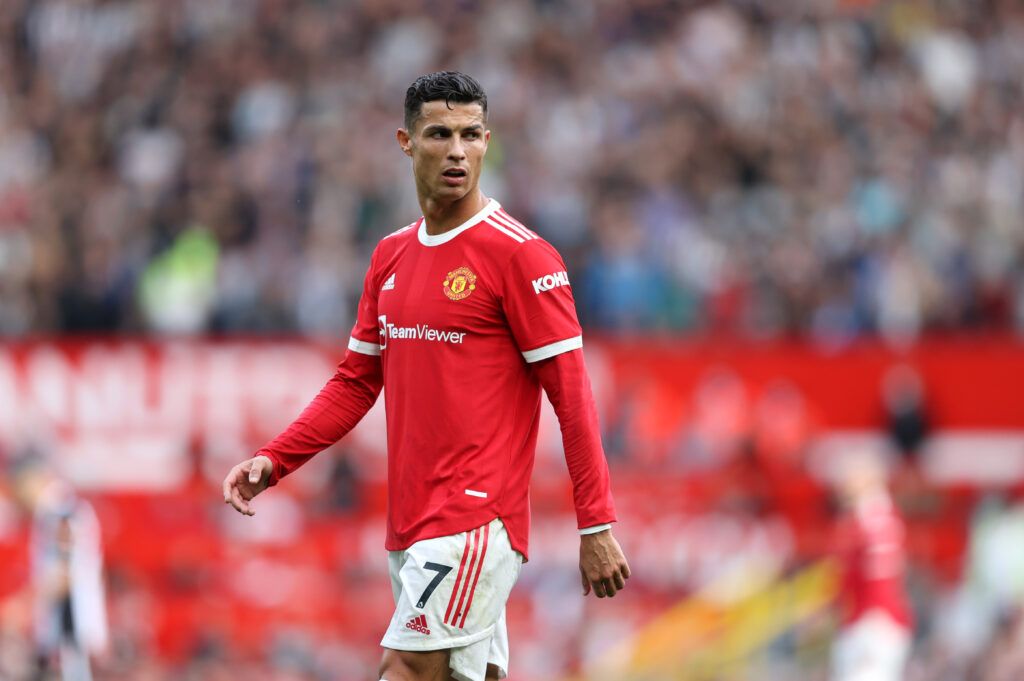 Cristiano Ronaldo playing for Manchester United