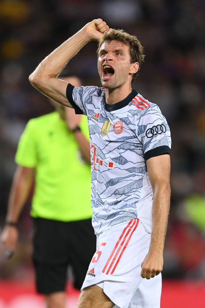 Thomas Muller celebrates after goal for Bayern Munich