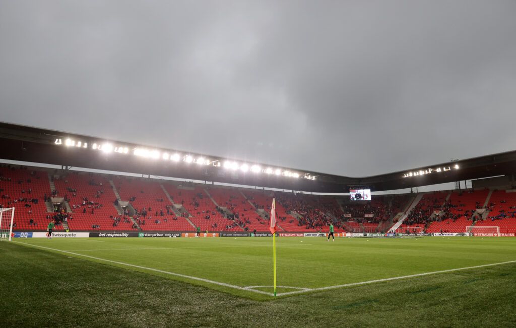  A general view inside the stadium prior to the UEFA Europa Conference League group E match between Slavia Praha and 1. FC Union Berlin at Eden Arena on September 16, 2021 in Prague, Czech Republic