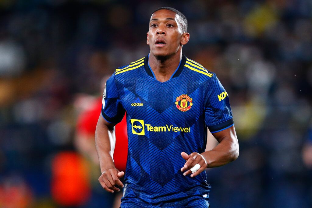 Anthony Martial of Manchester United looks on