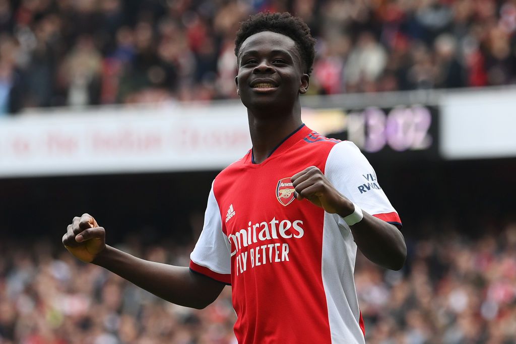 Arsenal's Bukayo Saka celebrates a goal