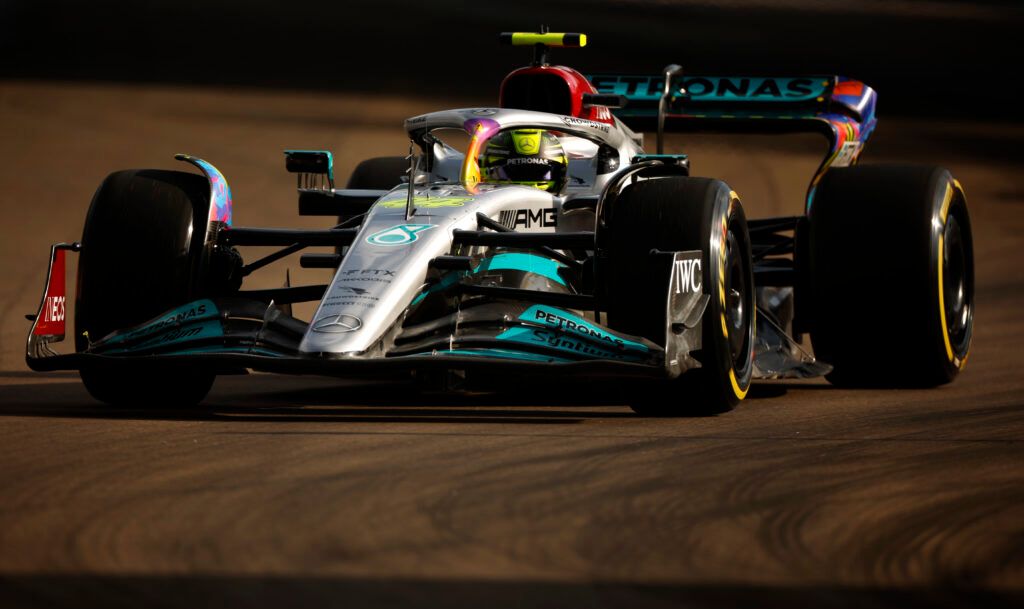 Lewis Hamilton drives in Miami