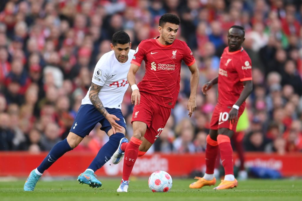 Liverpool's Luis Diaz in action vs Tottenham