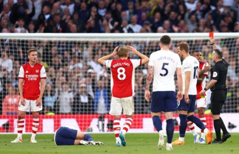 Rob Holding sent off after the most brainless challenge on Son in nightmare half v Spurs