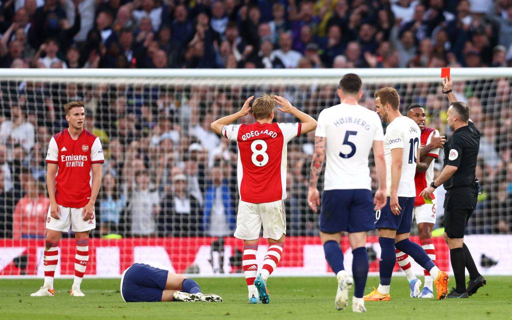 Rob Holding sent off after the most brainless challenge on Son in nightmare half v Spurs