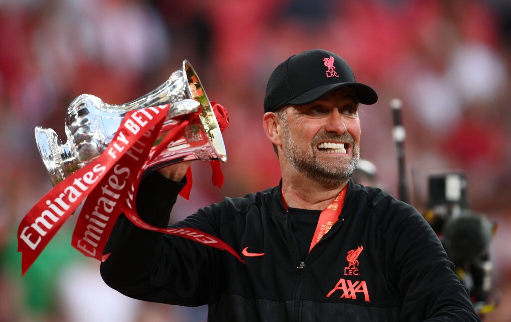 Jurgen Klopp with the FA Cup trophy