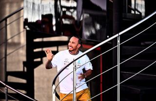 Lewis Hamilton smiling in Spain