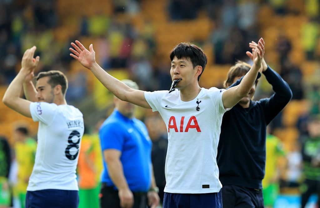 Spurs' Heung-min Son celebrates after win vs Norwich