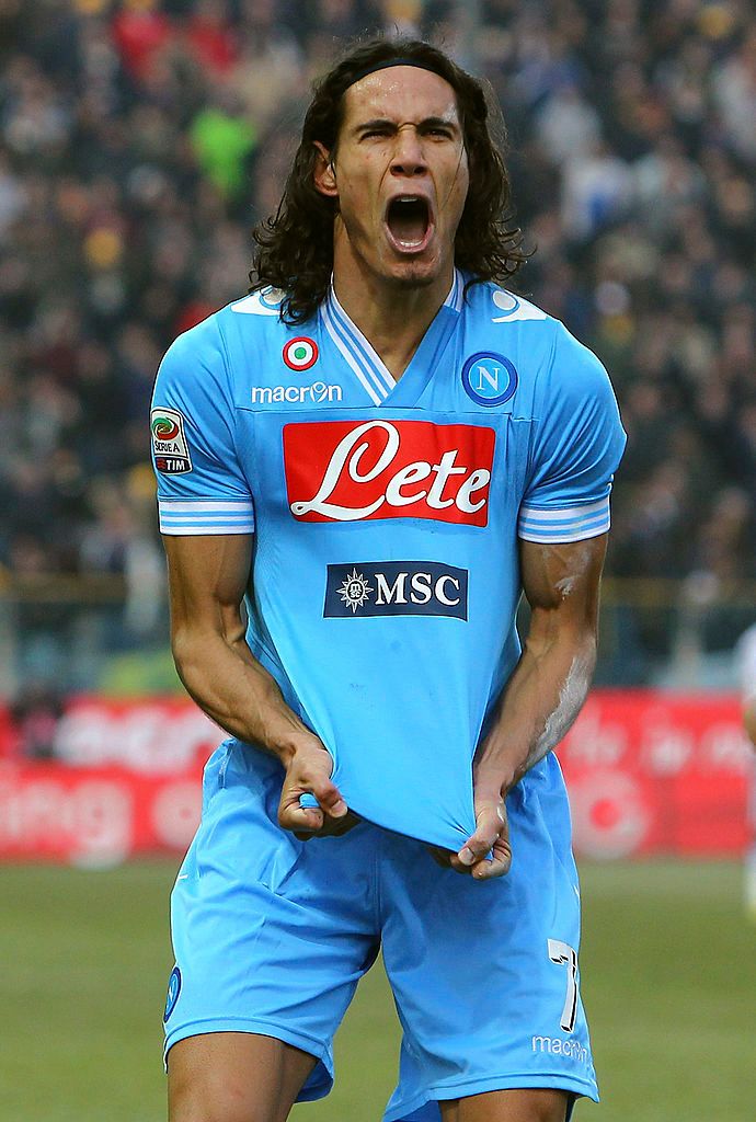 Edinson Cavani celebrates a goal for Napoli